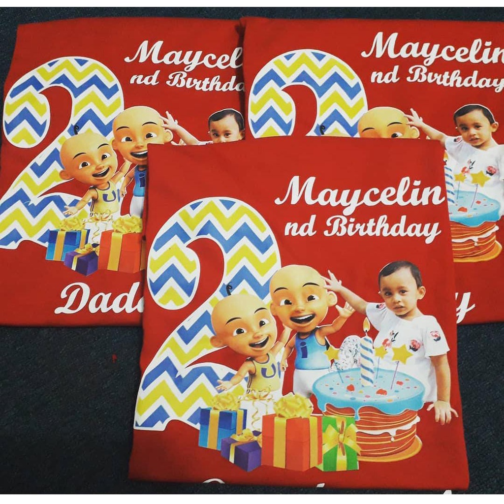 kaos couple keluarga upin dan ipin kaos custom ultah pakai foto / birthday / ultah / kaos anak laki 