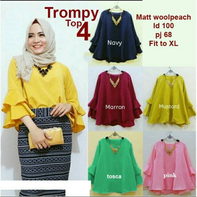 BEST SELLER! BLUS TROMPI TOP blouse ratu atasan wanita trompy lengan terompet