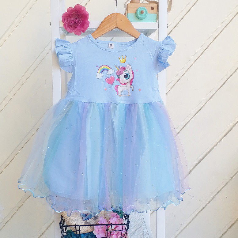 HappyOliver DRESS IMPORT UNICORN FLOW 818 EBV Baju Dress Anak Perempuan Import