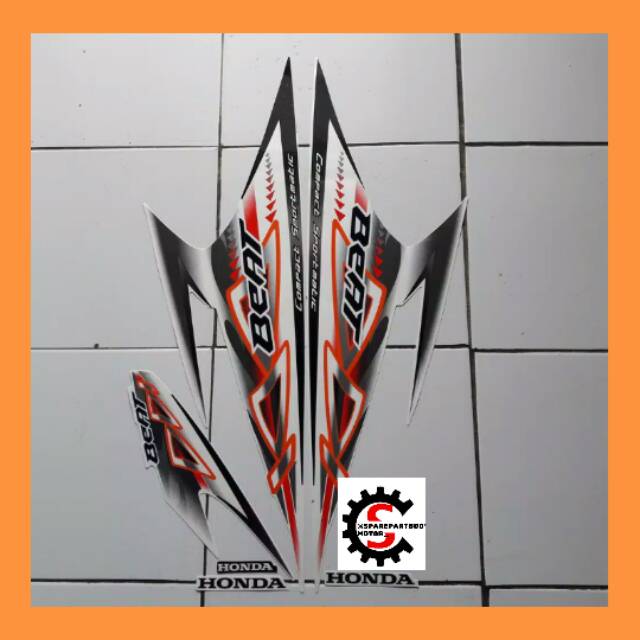 Sticker/striping Motor Honda beat karbu 2012 hitam - putih