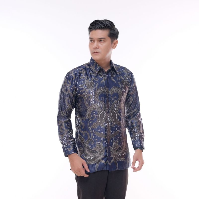 ORIGINAL KEMEJA BATIK PRIA SEMI SUTRA, KEMEJA LENGAN PANJANG, KEMEJA SEMI SUTRA EMBOZ READY STOCK