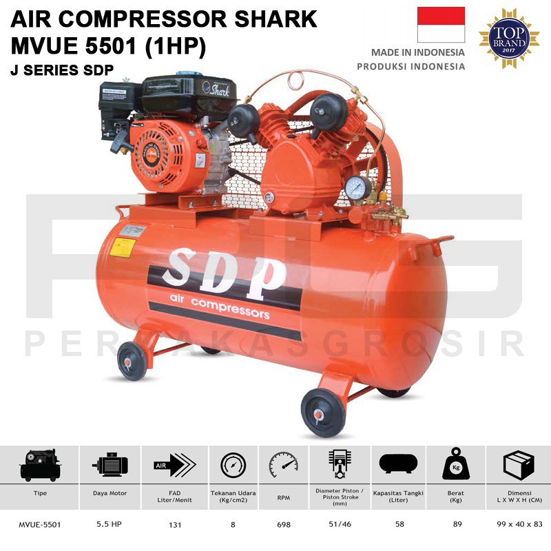 CUCI GUDANG    Air Compressor SHARK MVUE 5501 1HP Unloading+Engine 1 HP