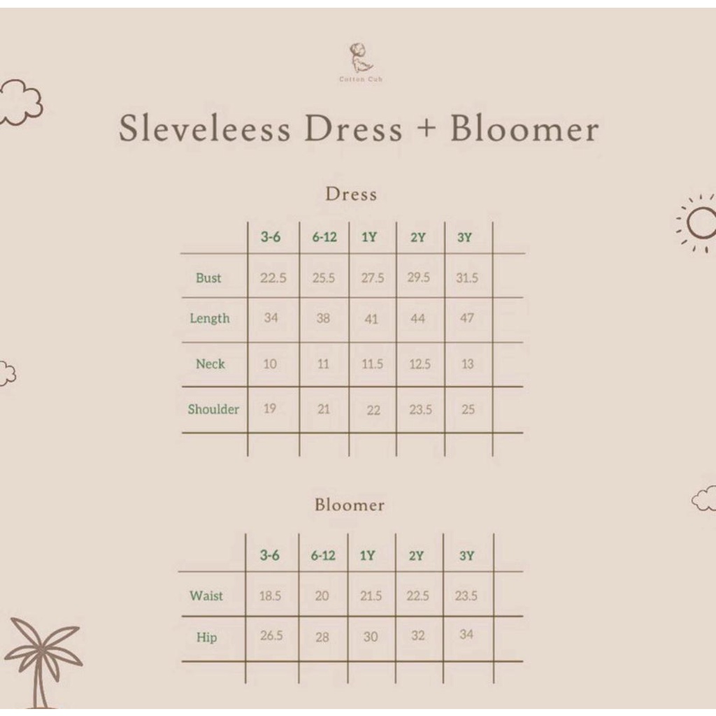 COTTON CUB SLEEVELESS DRESS + BLOOMER / DRESS / DRESS BAYI / DRESS ANAK