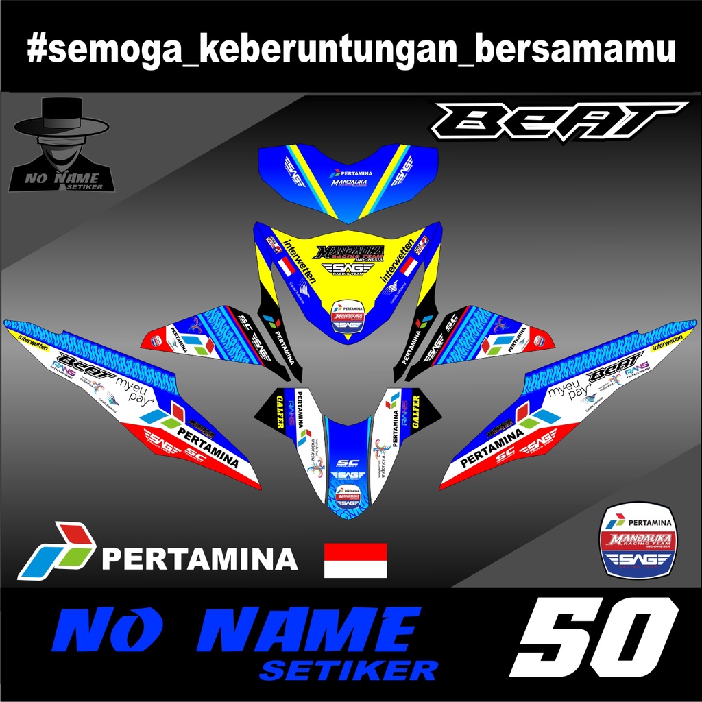 decal stiker beat fi(50) mandalika racing 2013 2014 2015 stiker decal sticker