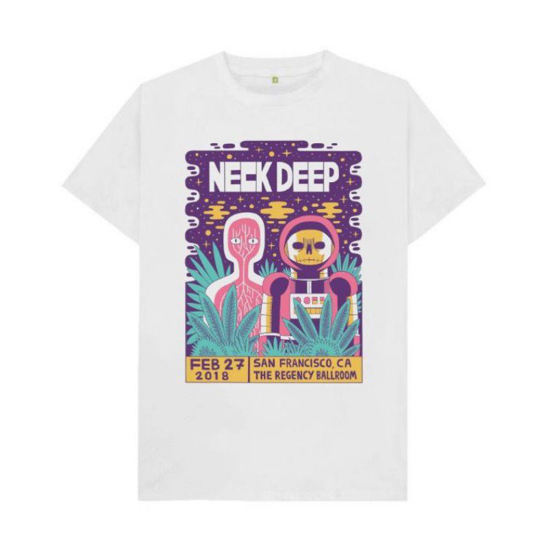 KAOS VINTAGE BAND NECK DEEP | KAOS BAND NECK DEEP PUTIH | T-SHIRT DISTRO PREMIUM