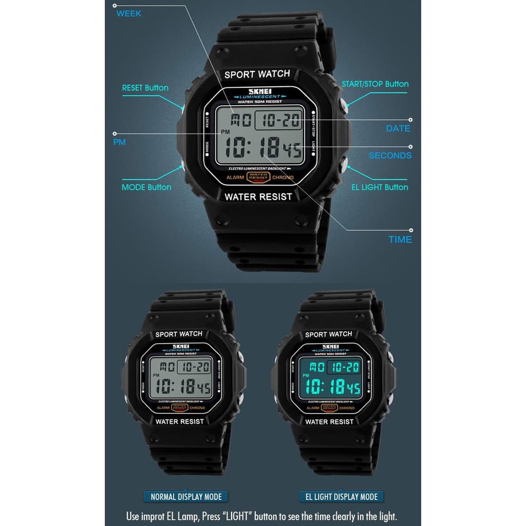 Jam Tangan Pria / SKMEI Digital 1134 Men / Jam Tangan Digital LED Original / SKMEI