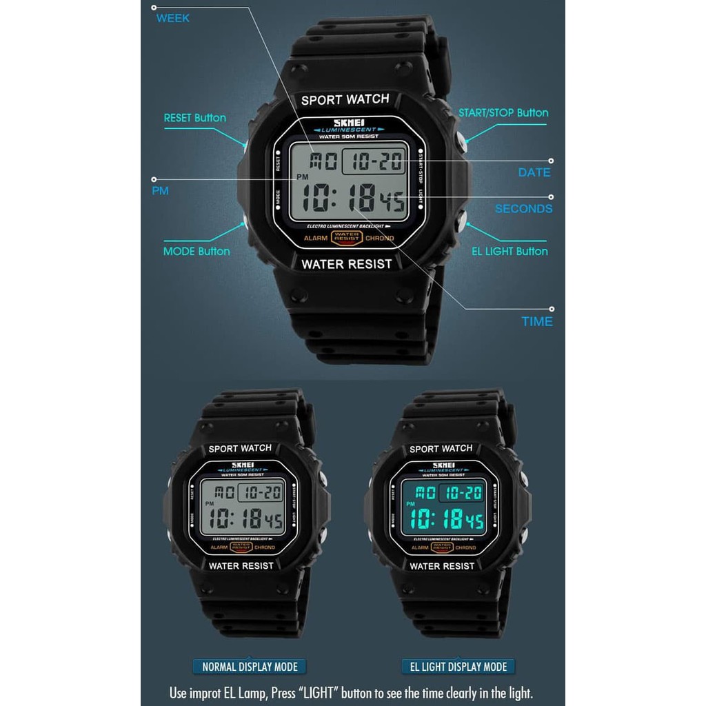 Jam Tangan Pria / SKMEI Digital 1134 Men / Jam Tangan Digital LED Original / SKMEI