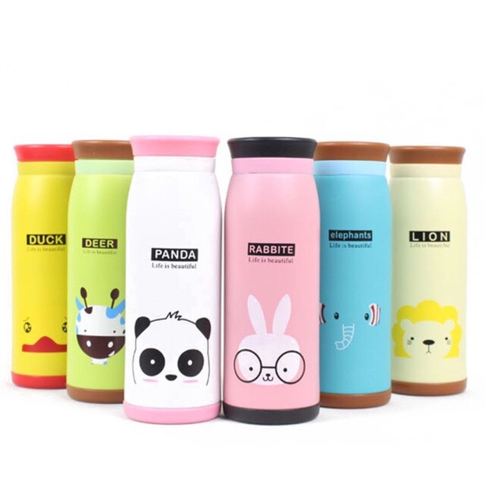 Termos animal stainless 500ml botol minum karakter binatang bisa panas atau dingin bisa untuk teh atau air putih