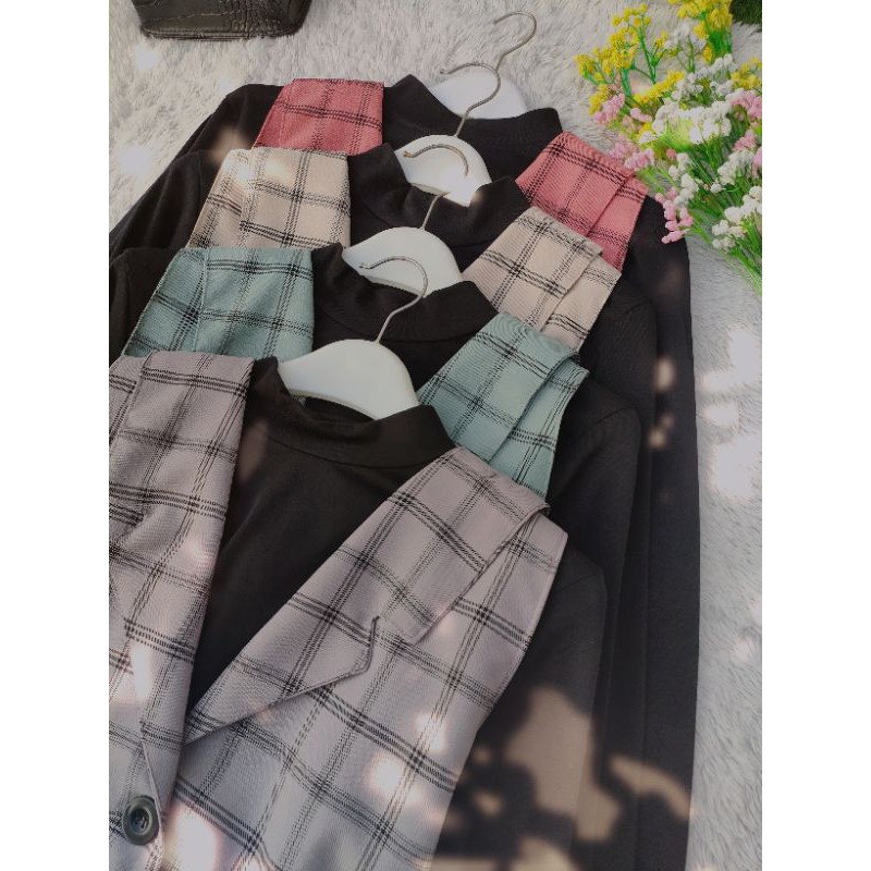 Hyeri Overall Dress Kotak Set Inner Korean Fashion Style by STUD HIJABSTORE