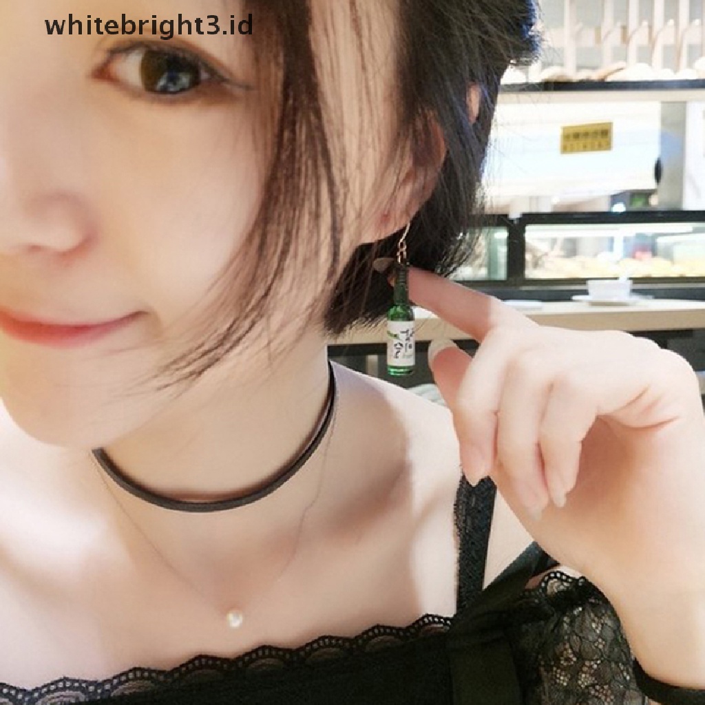 (whitebright3.id) 1 Pasang Anting Kait Gantung Desain Botol Bir Handmade DIY Untuk Wanita