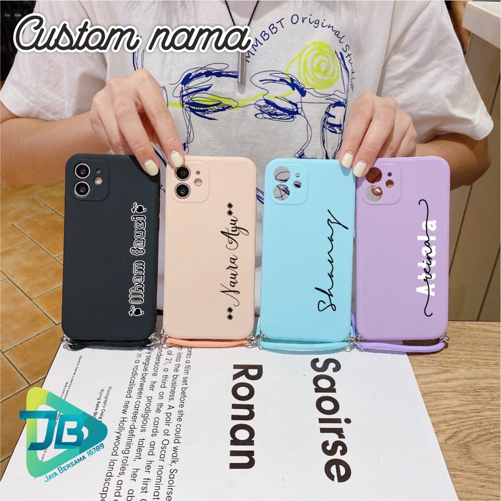 SOFTCASE SILIKON SLINGCASE TALI LANYARD STRAP PHONE MACARON PELINDUNG KAMERA CUSTOM NAMA OPPO VIVO SAMSUNG XIAOMI REALME IPHONE ALL TYPE JB5482