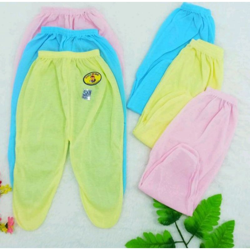 1 LUSIN / 6 PCS CELANA PANJANG BAYI BUKA / TUTUP - WARNA POLOS