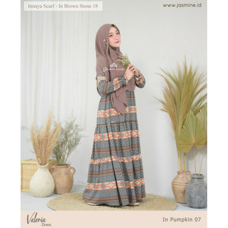 Gamis Valeria dress ori Jasmine size XS-L busana muslim busui bahan ciara crepe