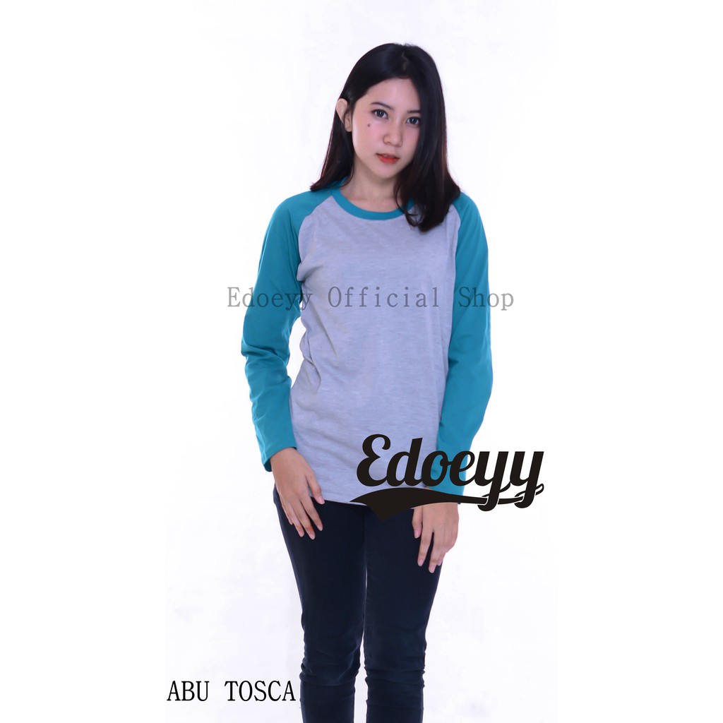 Edoeyy Raglan Lengan Panjang Abu Hijau Tosca kaos Reglan 