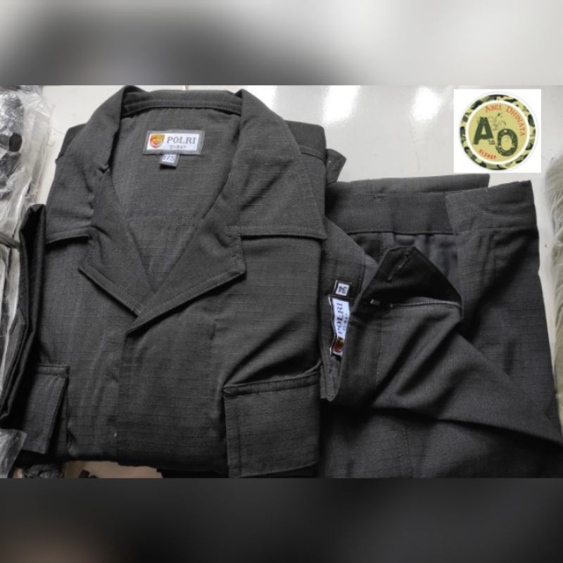 Setelan baju pdl jatah polri original hitam Brimob