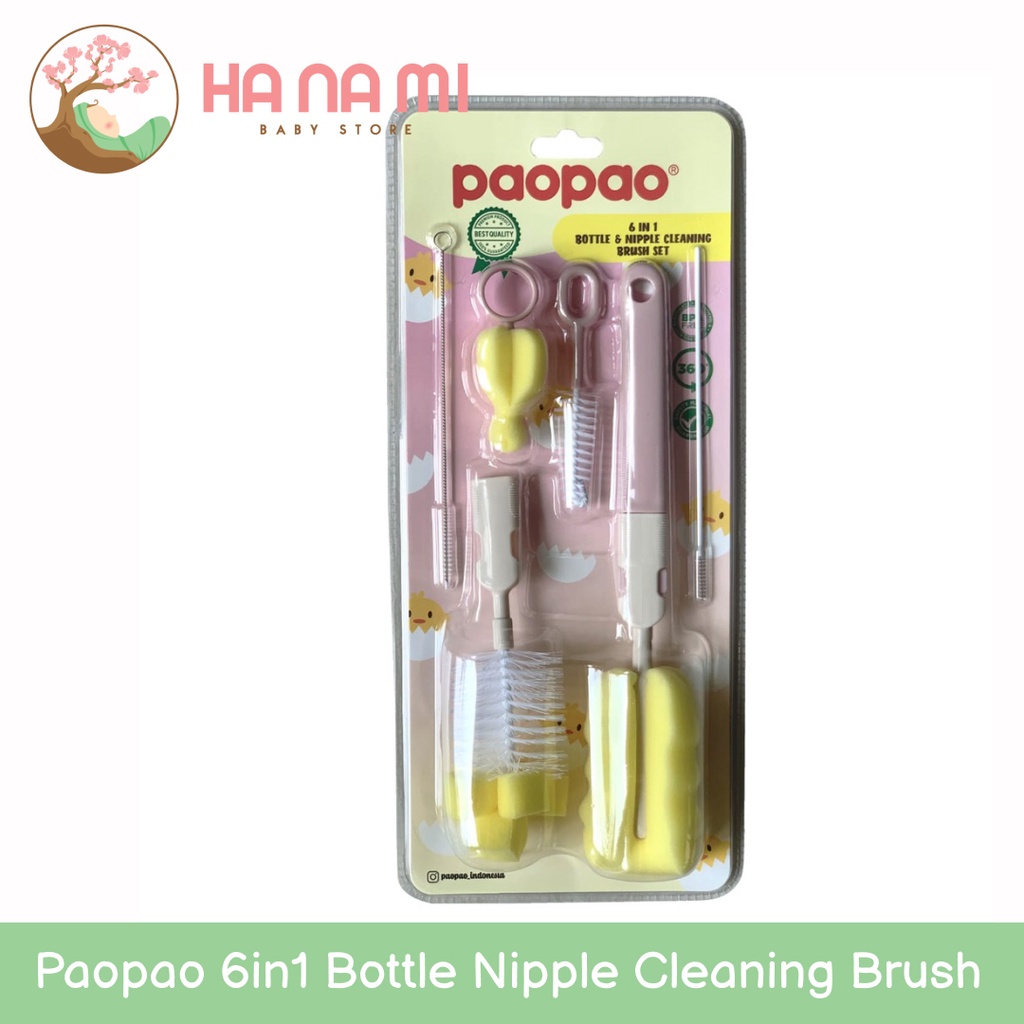 Paopao 6in1 Bottle Nipple Cleaning Brush - Sikat Botol Susu Bayi