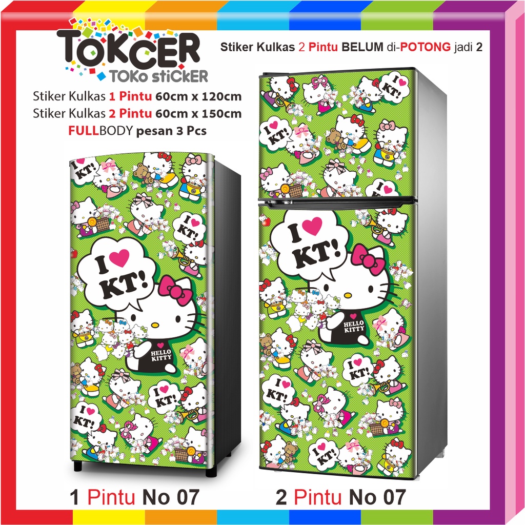 Stiker Kulkas 1 Pintu dan 2 Pintu HELLO KITTY