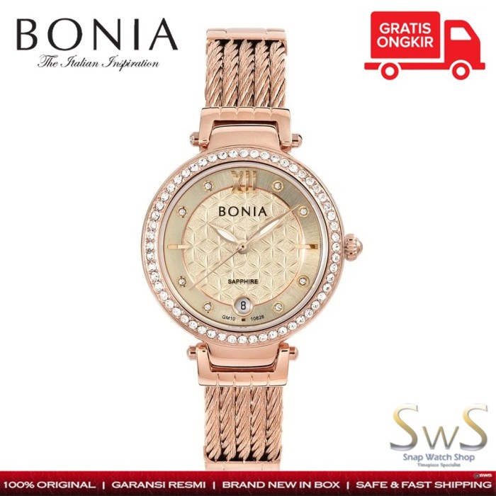 BONIA BNB 10626-2573S Swarovski Original Garansi Resmi Jam Tangan Wanita