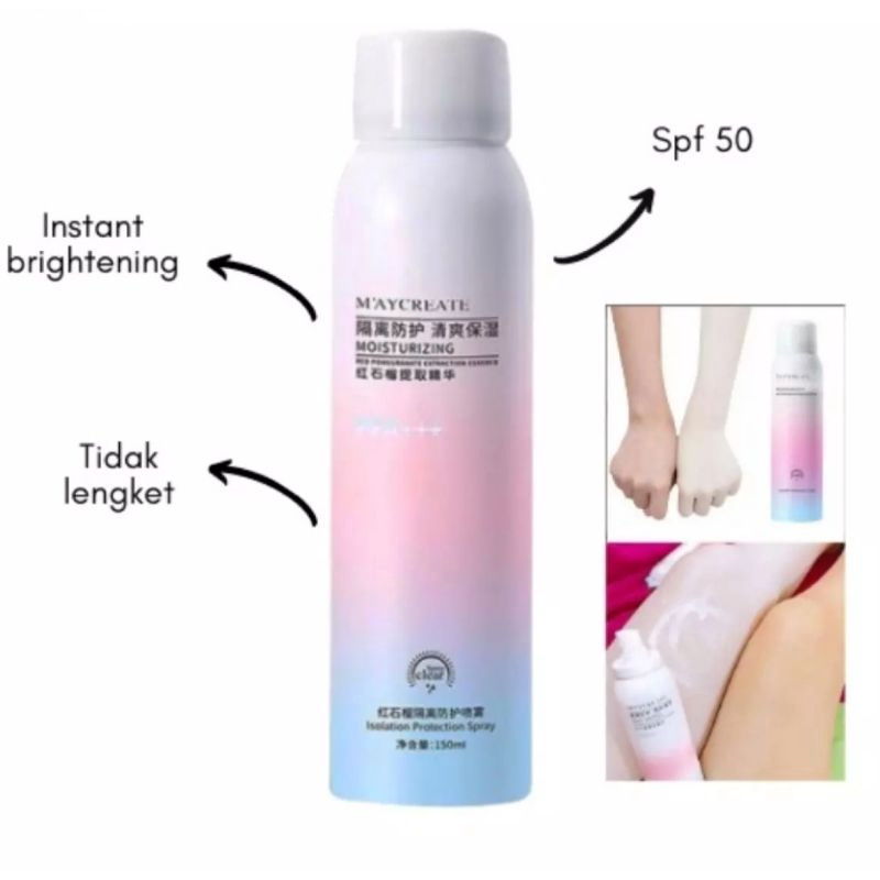 COD MAYCREATE ISOLATION WHITENING BODY SPRAY LOTION PEMUTIH KULIT ORIGINAL 150ml