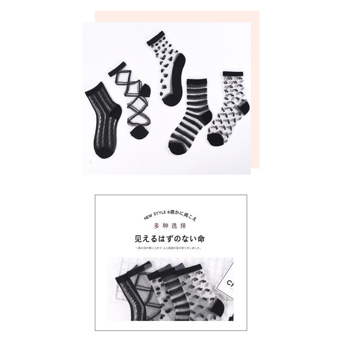 KK-14 kaos kaki wanita transparan pattern socks sock import japan