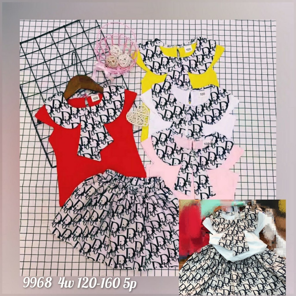 SETELAN ROK ANAK IMPORT MOTIF DIOR PREMIUM