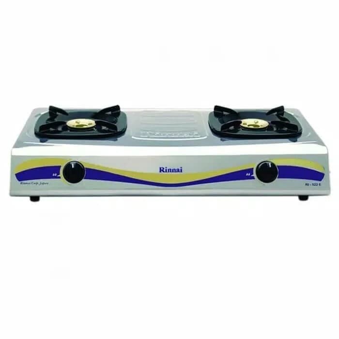 Rinnai Kompor Gas 2 Tungku Stainless RI-522E Stenlis Garansi