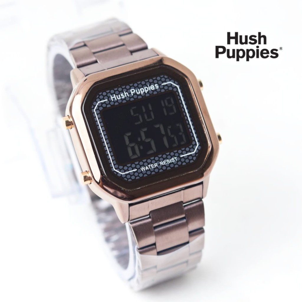 Jam Tangan Digital Hush Puppies Segi Strap Rantai Fitur Tanggal Dan Hari