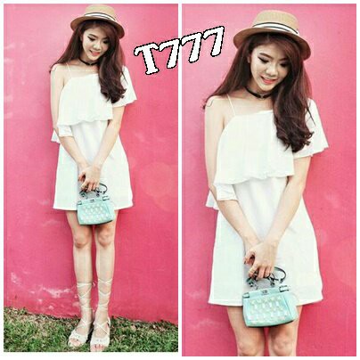 Baru lq DRESS SABRINA WHITE putih sexy gaun pesta rok mini pendek modis modern rumbai simple elegan