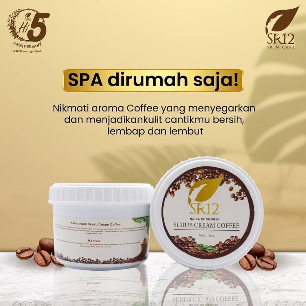 SR12 Scrub Cream Coffee Skincare Bpom Perawatan Kecantikan Kulit Lulur Scrub Mencerahkan Kulit Hitam