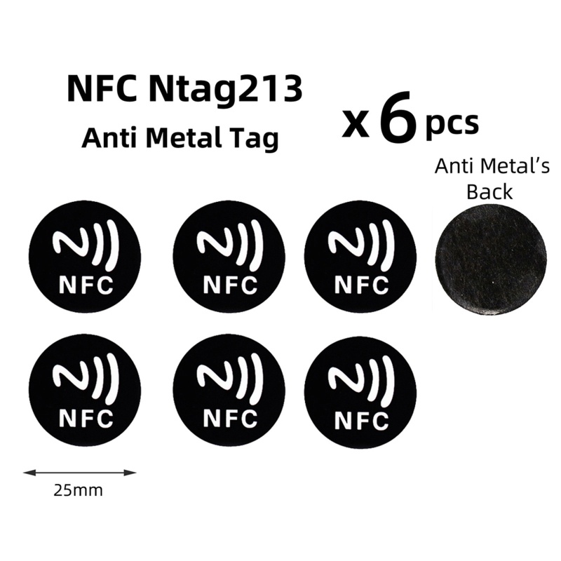 Vivi 6PC Ntag213 NFC Tag Kartu NFC Perekat Diameter 25mm Anti Metal Putih Untuk TagMo NFC-Enabled Smartphones