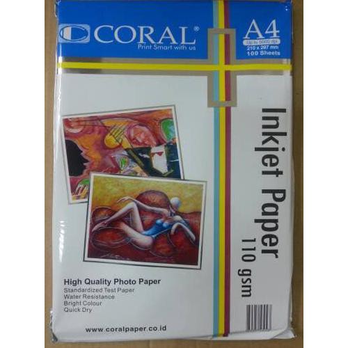 

INKJET PAPER 110GSM A4 CORAL KODE 320