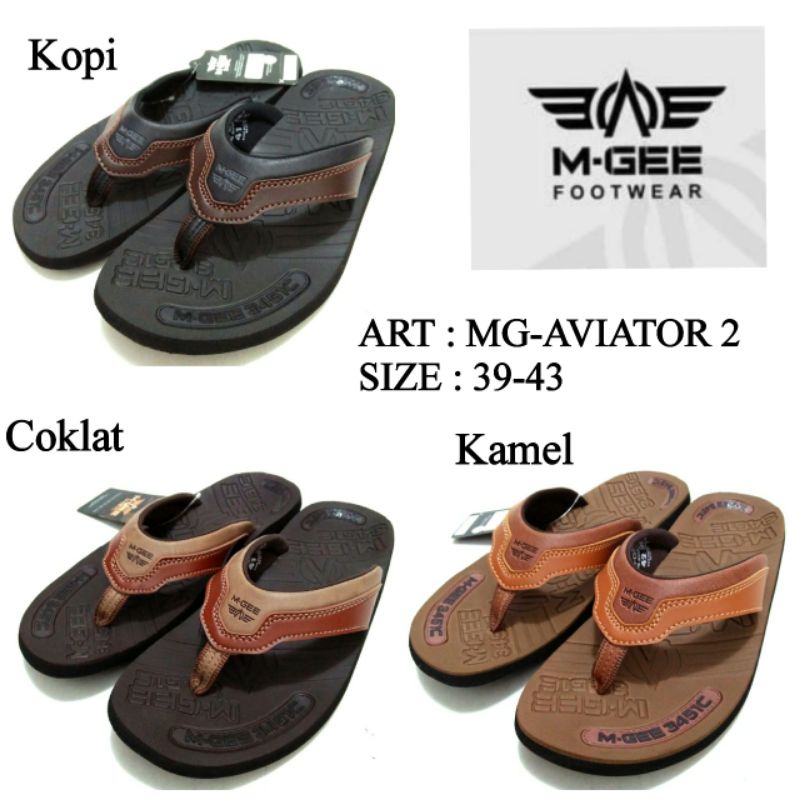 SANDAL JEPIT DEWASA PRIA TERBARU M-GEE AVIATOR 2 3WARNA COKLAT KAMEL KOPI SIZE 39-43