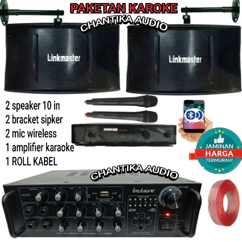 PAKET SOUND SYSTEM KARAOKE SPEAKER LINKMASTER AMPLIFIER KARAOKE RUMAH PAKETAN KARAOKE SPEAKER 10 INC