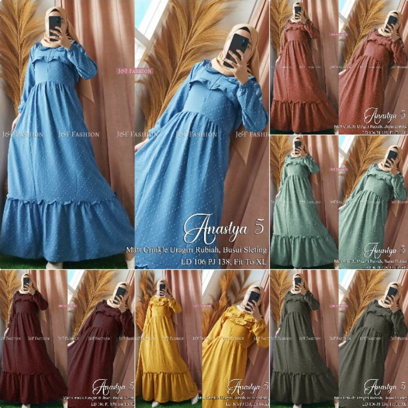 Gamis Wanita Crinkle Uragiri Rubiah Premium Anastya Maxi Gamis Muslim Kekinian Fashion Hijabers Keki