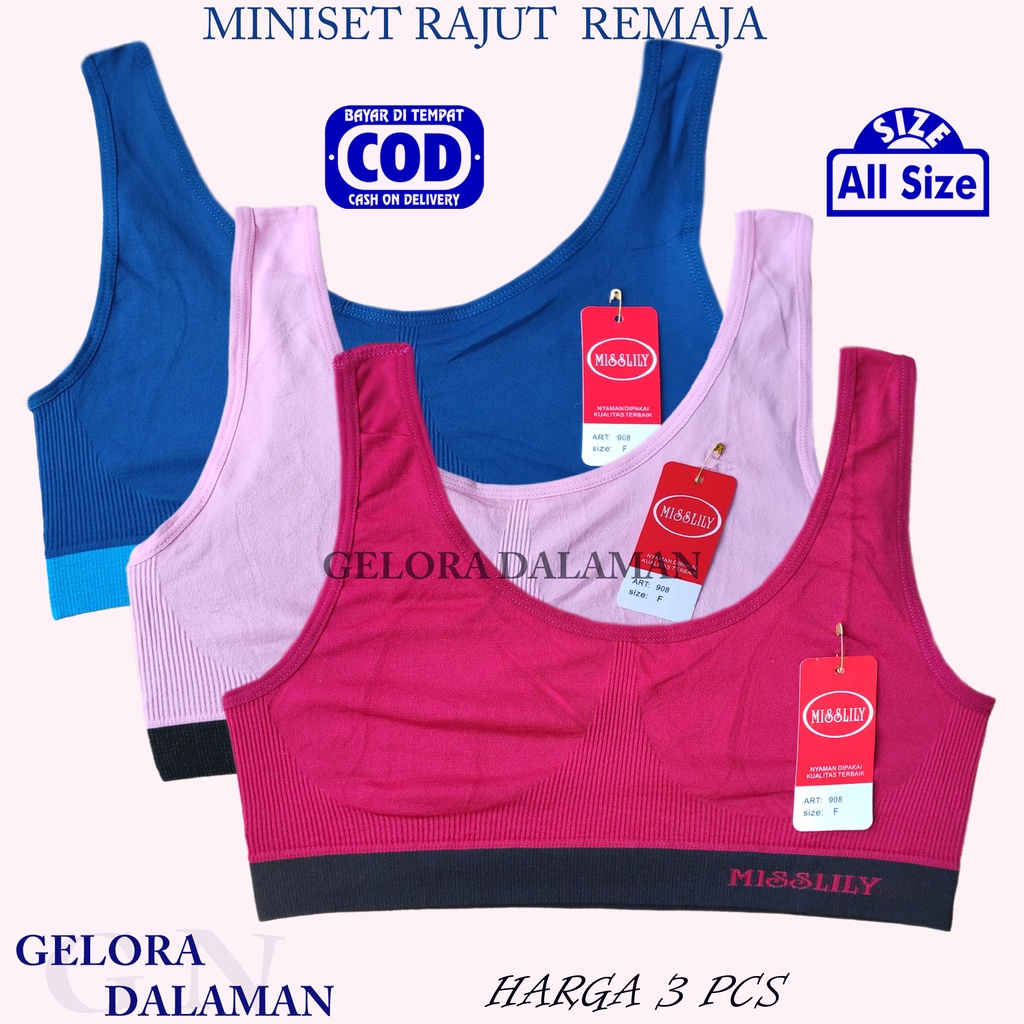 3 Pcs Miniset Remaja Pakaian Dalam Anak Perempuan Bahan Adem Tebal