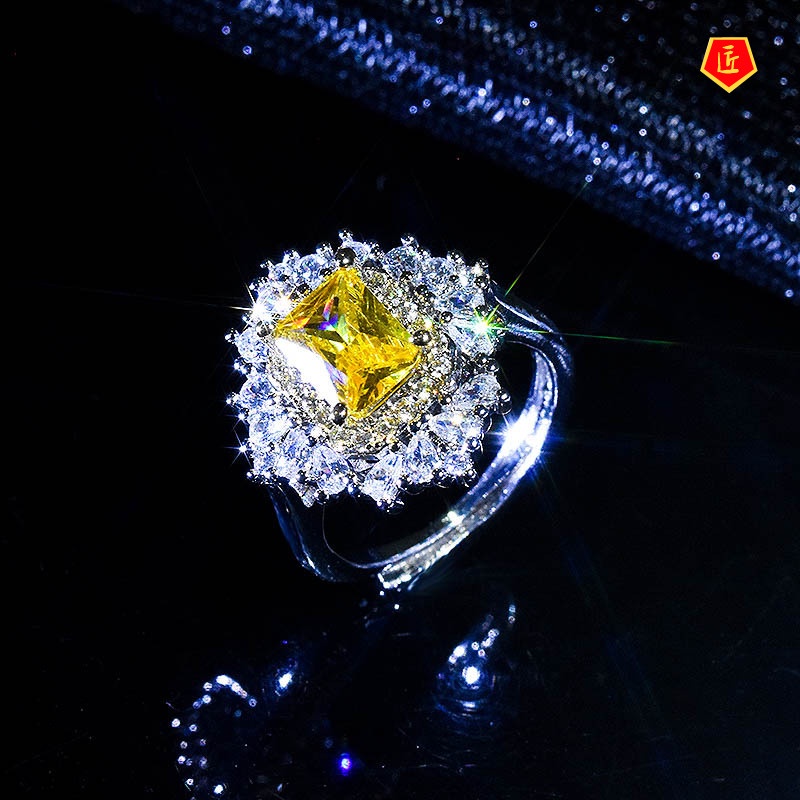 [Ready Stock]Luxury Inlaid Emerald Open Ring