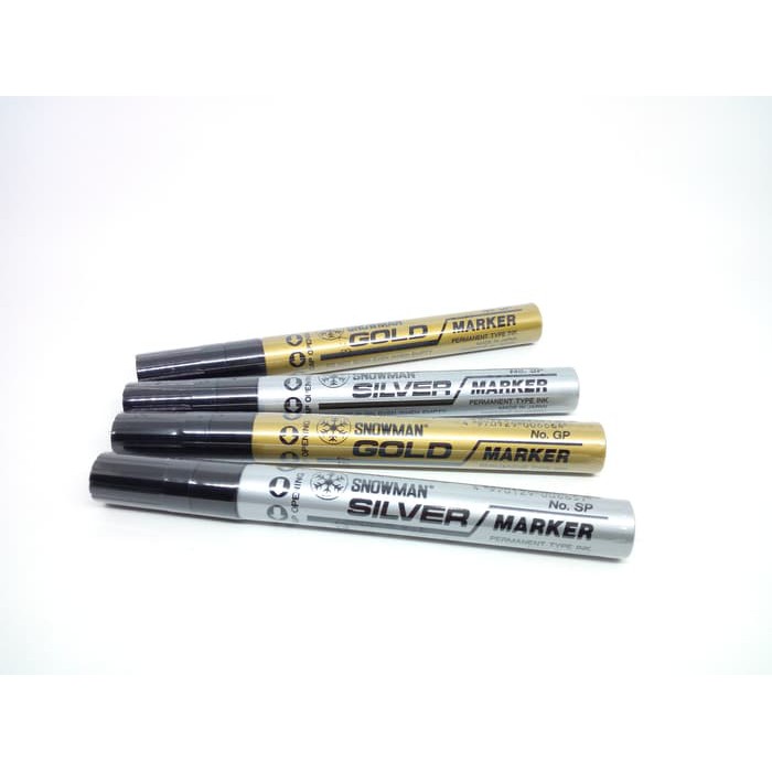 Dijual  Spidol Permanent Snowman Warna Gold Emas dan Silver Perak Besar
