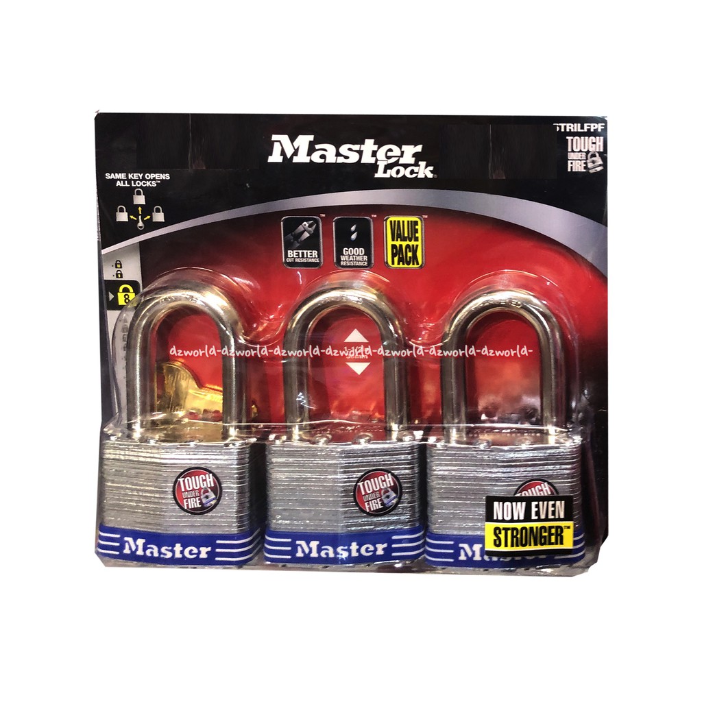 Master Lock Padlock Gembok 38mm 3pcs Dengan Kunci Yang Sama Masterlock Pad Lock Gembok Stainless Stell Besi Anti KArat