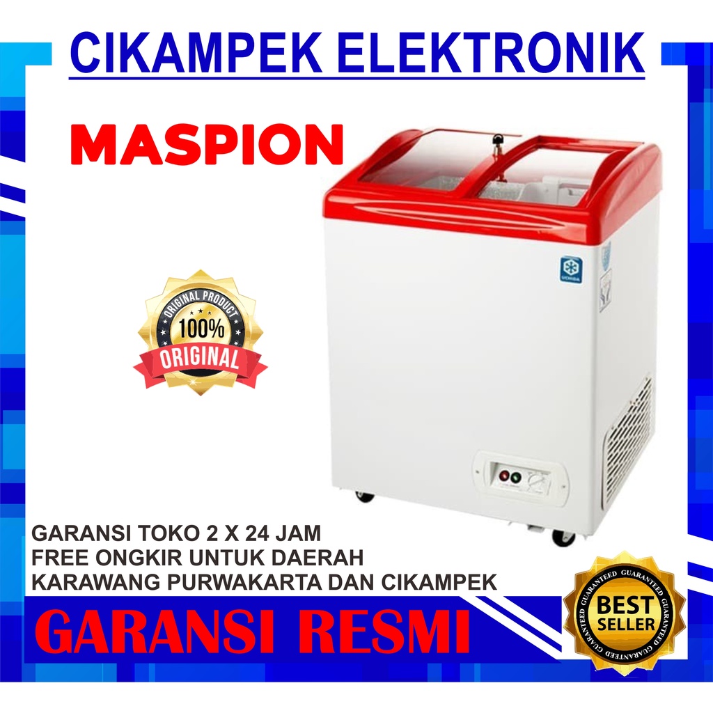 CHEST FREEZER BOX MASPION UFH-100C SLIDING KACA 100 LITER UFH 100C