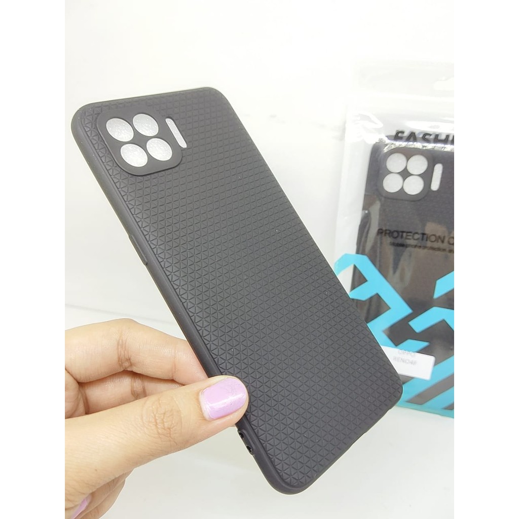 Softcase LUXURY Real Fiber Oppo Reno4 F 6.44 inchi with Pelindung Camera TPU Slim Matte