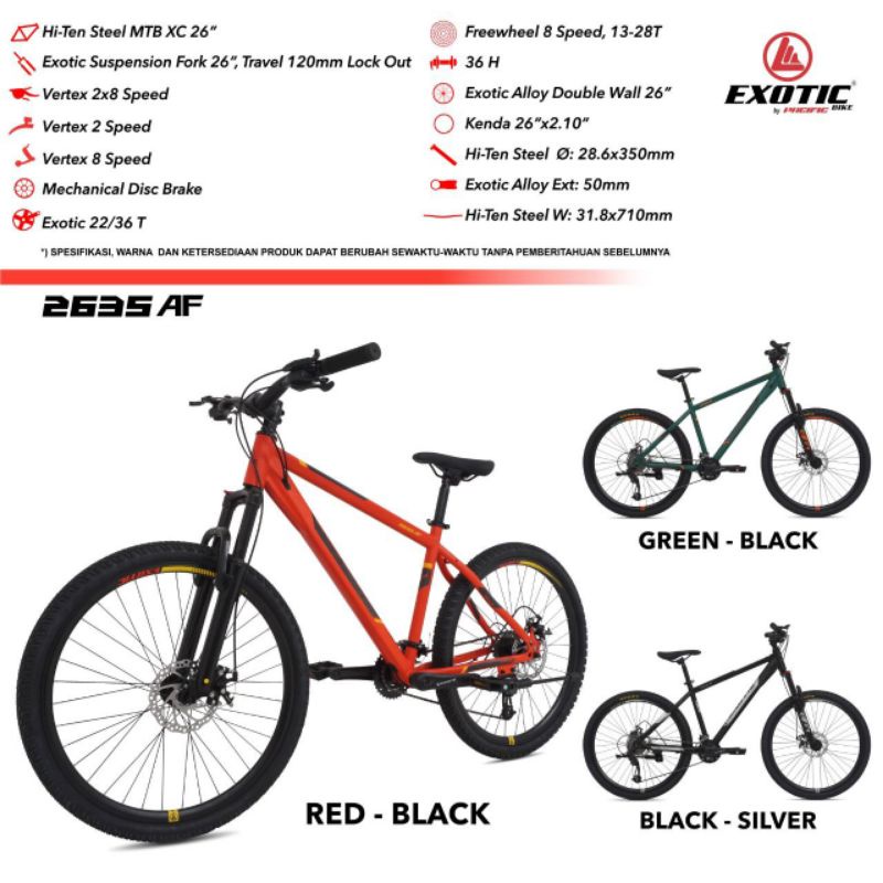 sepeda gunung 27,5" EXOTIC 2635 AF by PACIFIC 2x8 SPEED