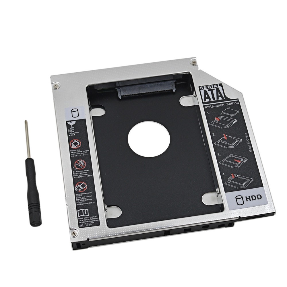 Bebas ongkir Original Aluminum IDE to SATA 2nd HDD Caddy 12.7mm 2.5 Inch SSD HDD Enclosure for