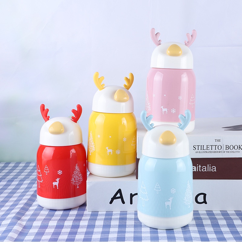 Botol air/Kartun kaca ganda/Cawan Antler/Cangkir anak/Cangkir air anak-anak L199