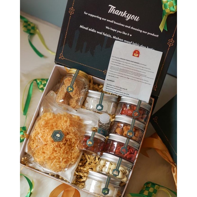 

Hampers Idul Fitri Lebaran Paket Lengkap Peach Gum 10 In 1 Free Kurma Promo!!!R30F