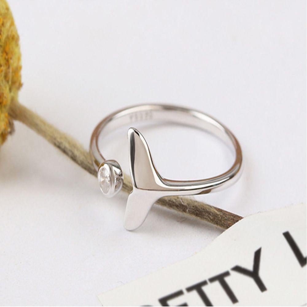 Lily Fishtail Fish Wave Adjustable Aksesoris Perhiasan Ekor Cincin Gelombang Bertatahkan Berlian Ring