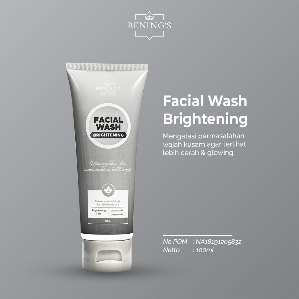 Facial Wash Brightening Benings Skincare by Dr Oky (Benings Clinic) Lactic Acid