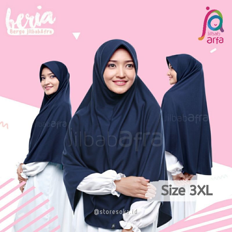 Jilbab Afra ( Jilbab Arfa ) Bergo Beria Pet Standar Size 3XL- Jilbab Instan Bahan Kaos Adem &amp; Lembut