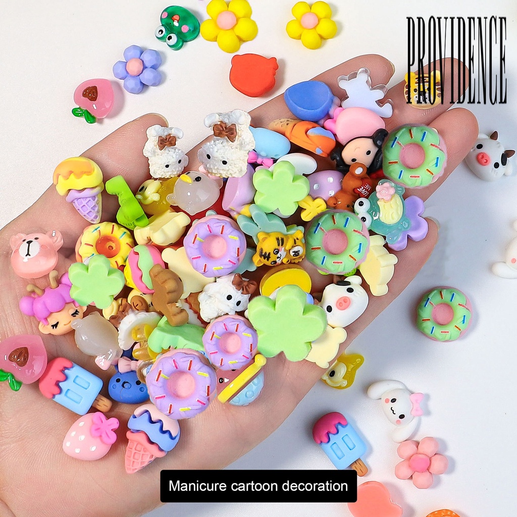 20pcs Charms 3D Bentuk Kartun Bahan Resin Tahan Air Untuk Dekorasi Nail Art
