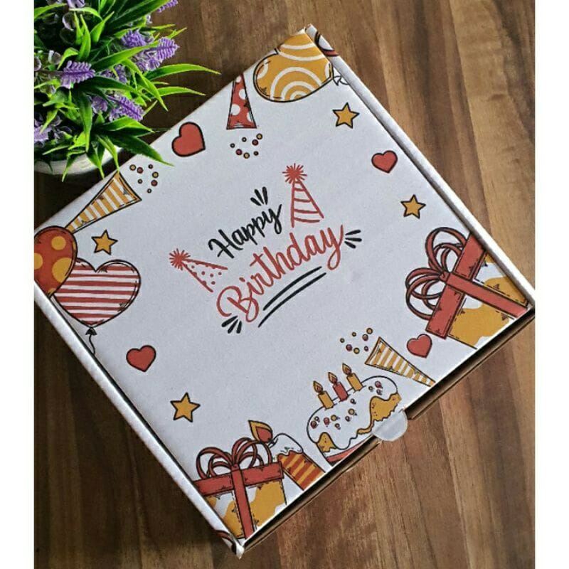 

Box Kardus Uk 24x24x7cm seri Ulang Tahun/Happy Birthday/Milad/Kado Ultah