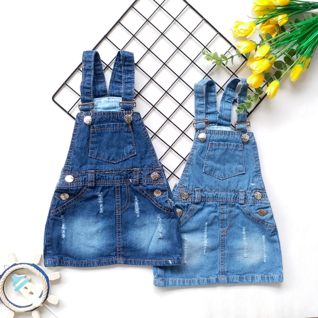 Plazababyku OVERALL ROK JEANS Anak 6bln-4th / Baju Kodok Anak